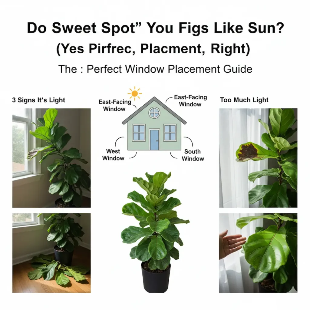 Healthy Fiddle Leaf Fig in bright indirect sunlight.