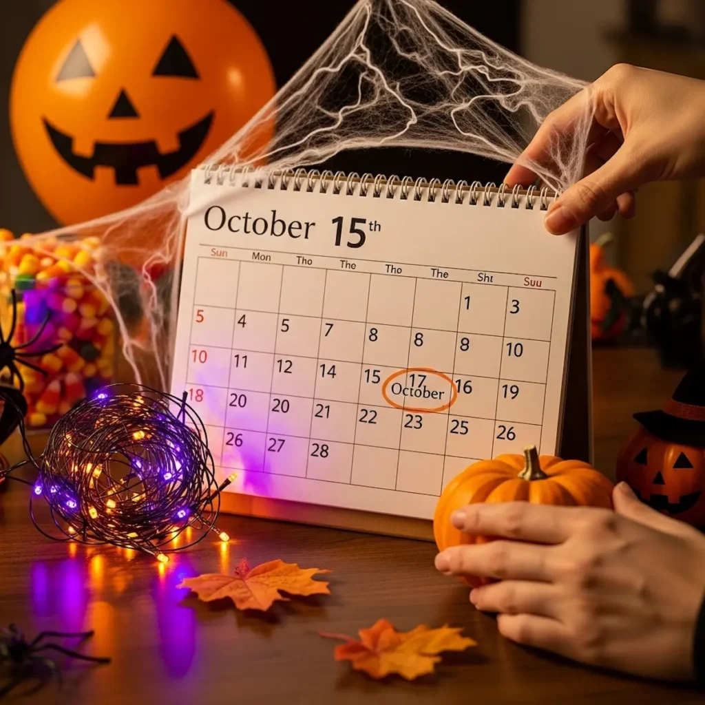  “Timing guide for putting up Halloween decorations in mid-October 2026”
