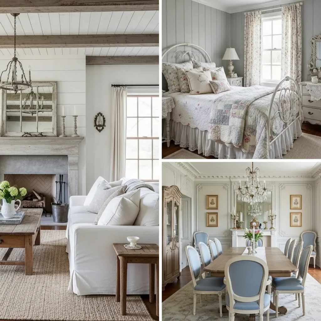French country decor variations including farmhouse, cottage, and provincial styles