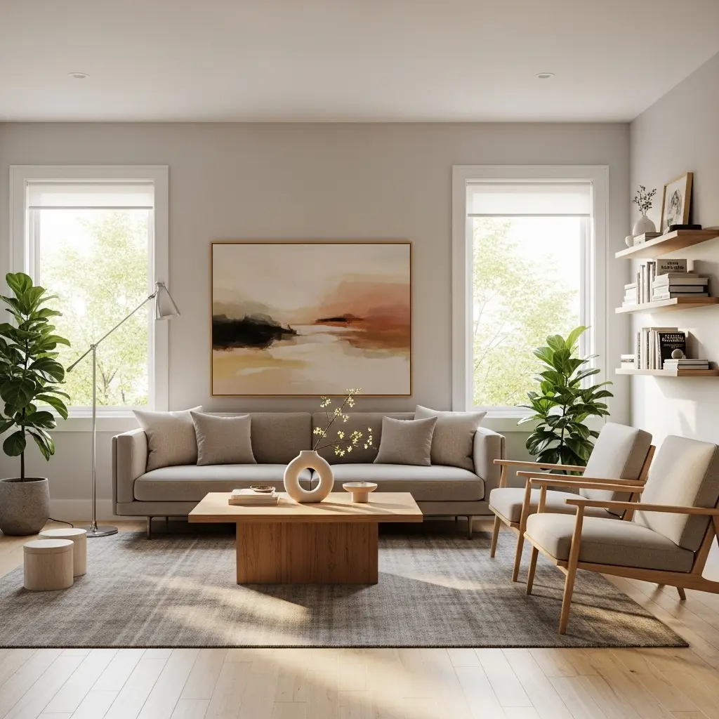 Contemporary home decor style featuring open layouts and neutral colors.
