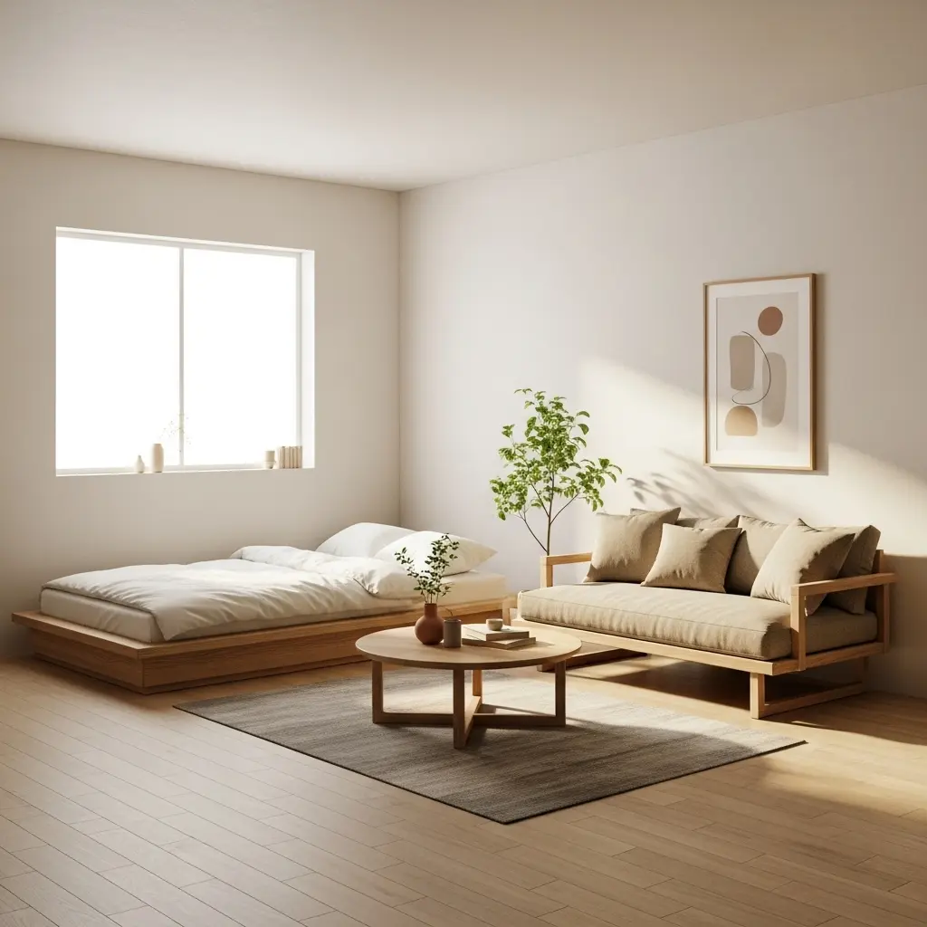 Asian Zen home decor style focusing on balance, simplicity, and natural materials.
