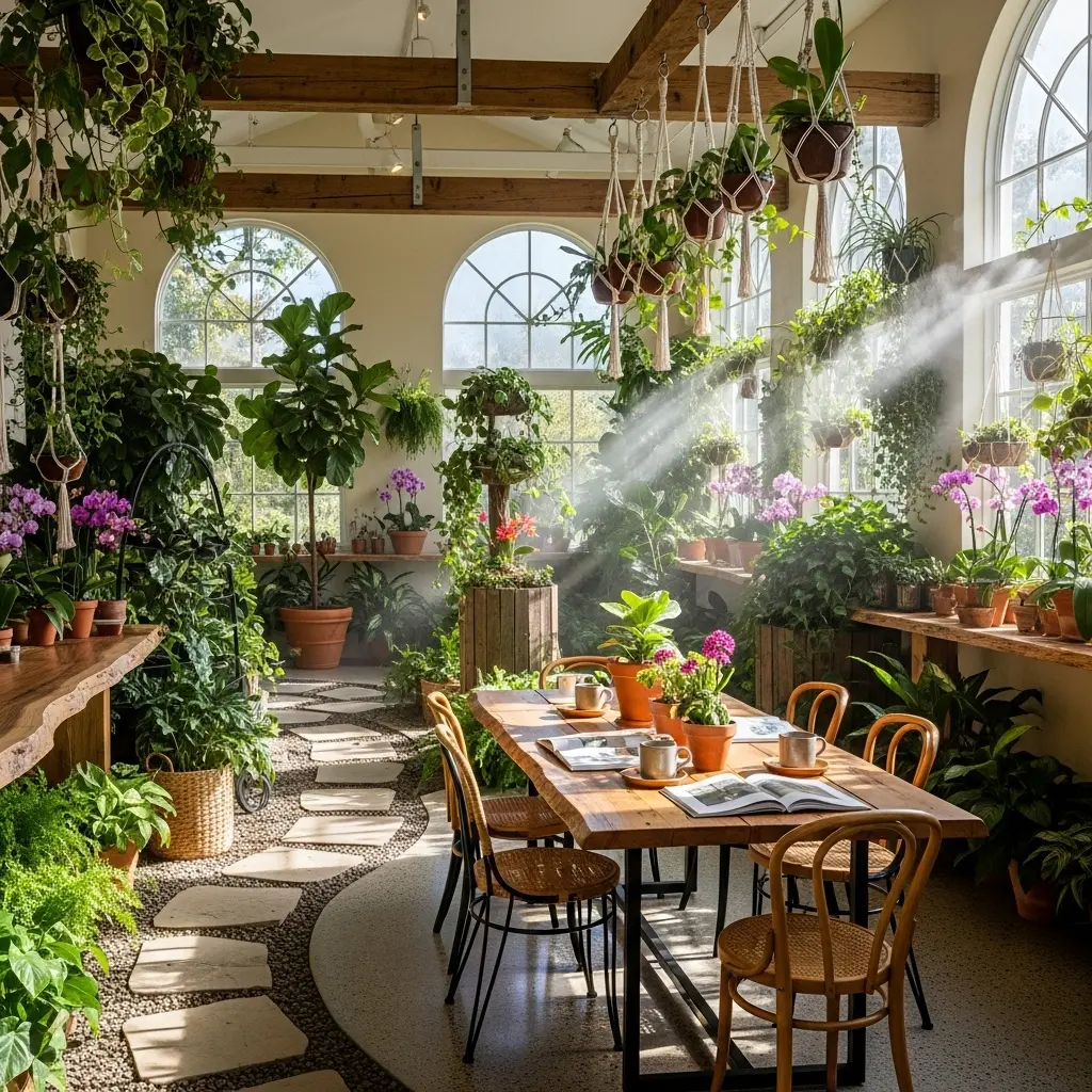 Biophilic home decor style connecting interiors with nature through plants and light.