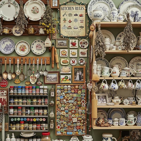 Kitchen wall decorating mistakes caused by overcrowded wall decor