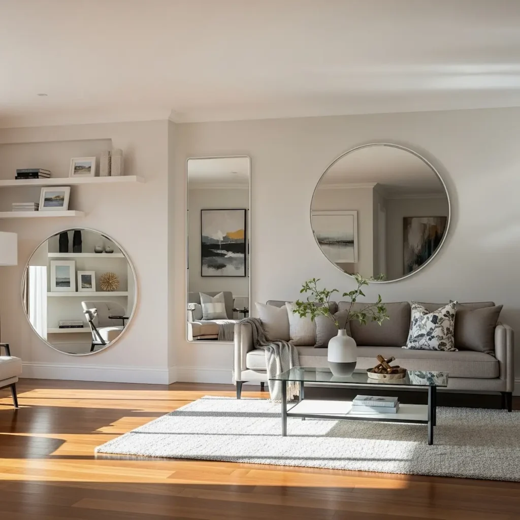  Mirror wall decor for living room to add light and visual space
