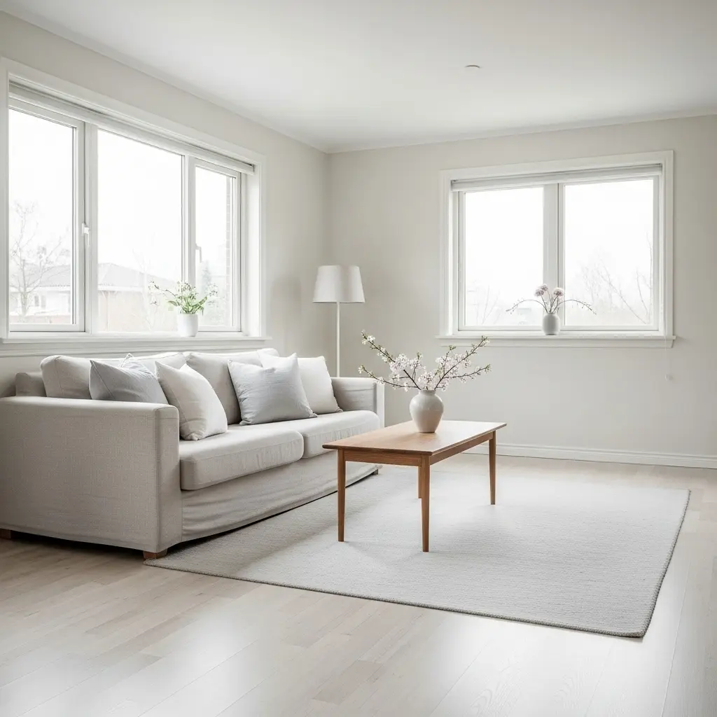  Minimalist home decor style with neutral colors and minimal furniture.
